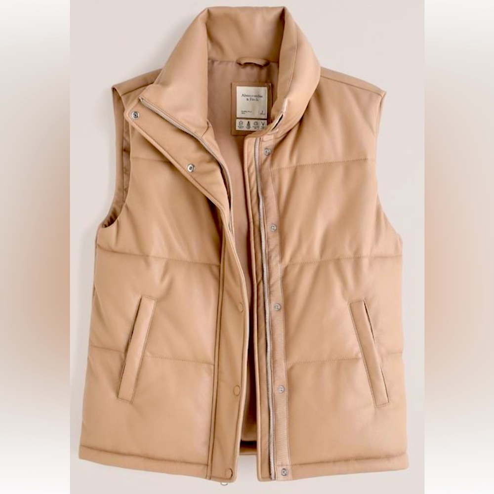 Abercrombie Vegan Leather Puffer Vest size XS